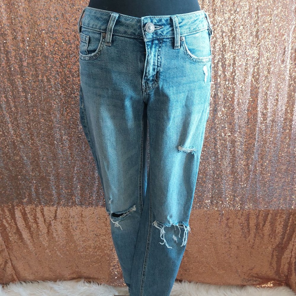 Silver Jeans Women's Supper Skinny Distressed Low Rise Denim Jeans W24/L29